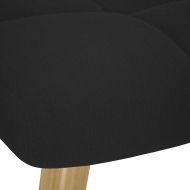 Релаксиращ стол с табуретка, черна, текстил