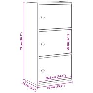 Библиотека, бетонно сива, 40x24x77 см, инженерно дърво