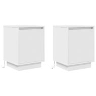 Нощни шкафчета с LED осветление 2 бр., бели 38x34x50 cm