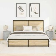 Нощни шкафчета с LED осветление 2 бр., бетонно сиво 38x34x50 cm