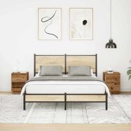 Нощни шкафчета с LED осветление 2 бр. старо дърво 38x34x50 cm