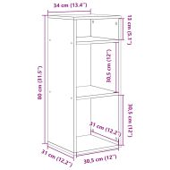 Шкаф за книги в бяло 34x31x80 cm Инженерна дървесина