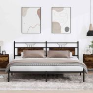 Рамка за легло без матрак опушен дъб 200x200 см инженерно дърво