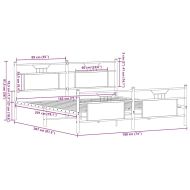 Метална рамка за легло, без матрак, опушен дъб, 180x200 см