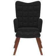 Релаксиращ фотьойл с табуретка, черен кадифе