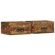 Стенни нощни шкафове 2 бр. масивна дървесина възстановена