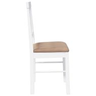 Трапезни столове с възглавници 2 бр Бяла масивна дървесина гума