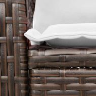 Градински люлеещ стол с възглавници кафяв полиратан