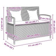 Градинска пейка за съхранение с възглавница Кафяв поли ратан