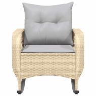 Градински люлеещ стол с възглавници бежов полиратан