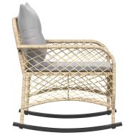 Градински люлеещ стол с възглавници бежов полиратан