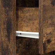 Нощно шкафче, опушен дъб, 39x35x125 см, инженерно дърво