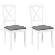 Трапезни столове с възглавници 2 бр Бяла масивна дървесина гума