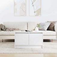 Масичка за кафе с чекмеджета, бяла 70,5x70x40 см