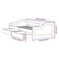 Дневно легло с 2 чекмеджета без матрак IRUN черен 90x200 cm