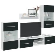 5 броя ТВ шкафове с LED осветление Мат Индиго инженерно дърво