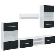 5 броя ТВ шкафове с LED осветление Мат Индиго инженерно дърво