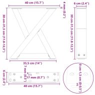 Крака за масичка за кафе, 2 бр., антрацит, 40x(30-31,3) см, стомана