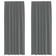 Пердета от воал с примки, 2 бр, тъмносиво, 140x225 см