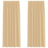 Воалени завеси с примки, 2 бр, пясък, 140x225 см