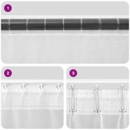 Воалени завеси с примки, 2 бр, пясък, 140x225 см