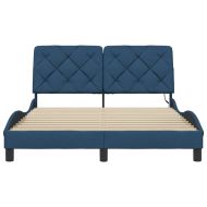 Рамка за легло със светодиод без матрак Синя 140x190 cm Плат