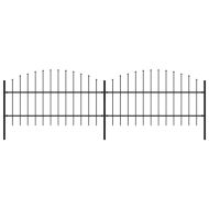 Градинска ограда с връх тип копие, стомана, 359x100 см, черна