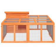 Клетка за зайци кафява 144x123x67,5 см борово дърво масив