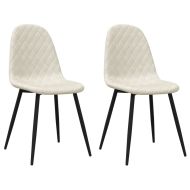 Трапезни столове, 2 бр, кремави, кадифе