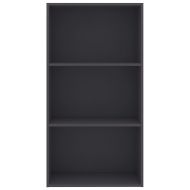 3-етажна библиотека, сива, 60x30x114 см, инженерно дърво