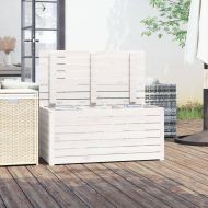 Градинска кутия бяла 101x50,5x46,5 см масивна борова дървесина