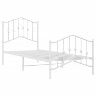 Метална рамка за легло с горна и долна табла, бяла, 90x200 см