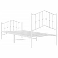 Метална рамка за легло с горна и долна табла, бяла, 90x200 см