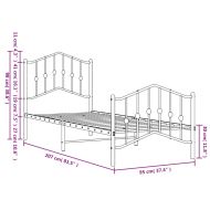 Метална рамка за легло с горна и долна табла, бяла, 90x200 см
