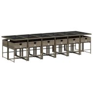 Градински комплект от 13 части с възглавници сив полиратан