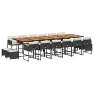 Градински комплект с възглавници 17 части полиратан черен