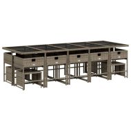 Градински комплект с възглавници 15 части полиратан сив