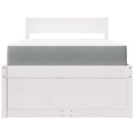 Легло с чекмеджета и матрак, бяло, 90x190 см, бор масив