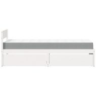 Легло с чекмеджета и матрак, бяло, 90x190 см, бор масив