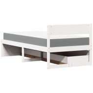 Легло с чекмеджета и матрак, бяло, 90x190 см, бор масив