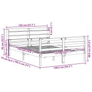 Рамка за легло с табла, 135x190 см, борово дърво масив