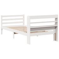 Рамка за легло с табла без матрак, бяла, 100x200 см