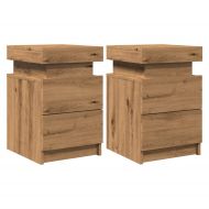Нощни шкафчета с LED 2 бр, 35x39x55 см, инженерно дърво
