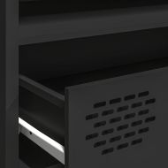 ТВ шкаф, черен, 202x39x43,5 см, студеновалцувана стомана