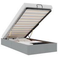 Османска рамка за легло без матрак, светлосива, 100x200см, плат