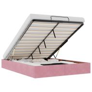 Османска рамка за легло без матрак, розова, 140x190 см, кадифе