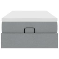 Османска легло с матрак, светлосиво, 90x200 см, плат