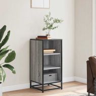 Сайдборд, сив сонома, 35,5x35x76 см, инженерно дърво и метал