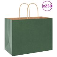 Хартиени торбички 250 бр с дръжки зелени 32x17x25 см