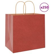 Хартиени торбички 250 бр с дръжки червени 26x17x25 см
